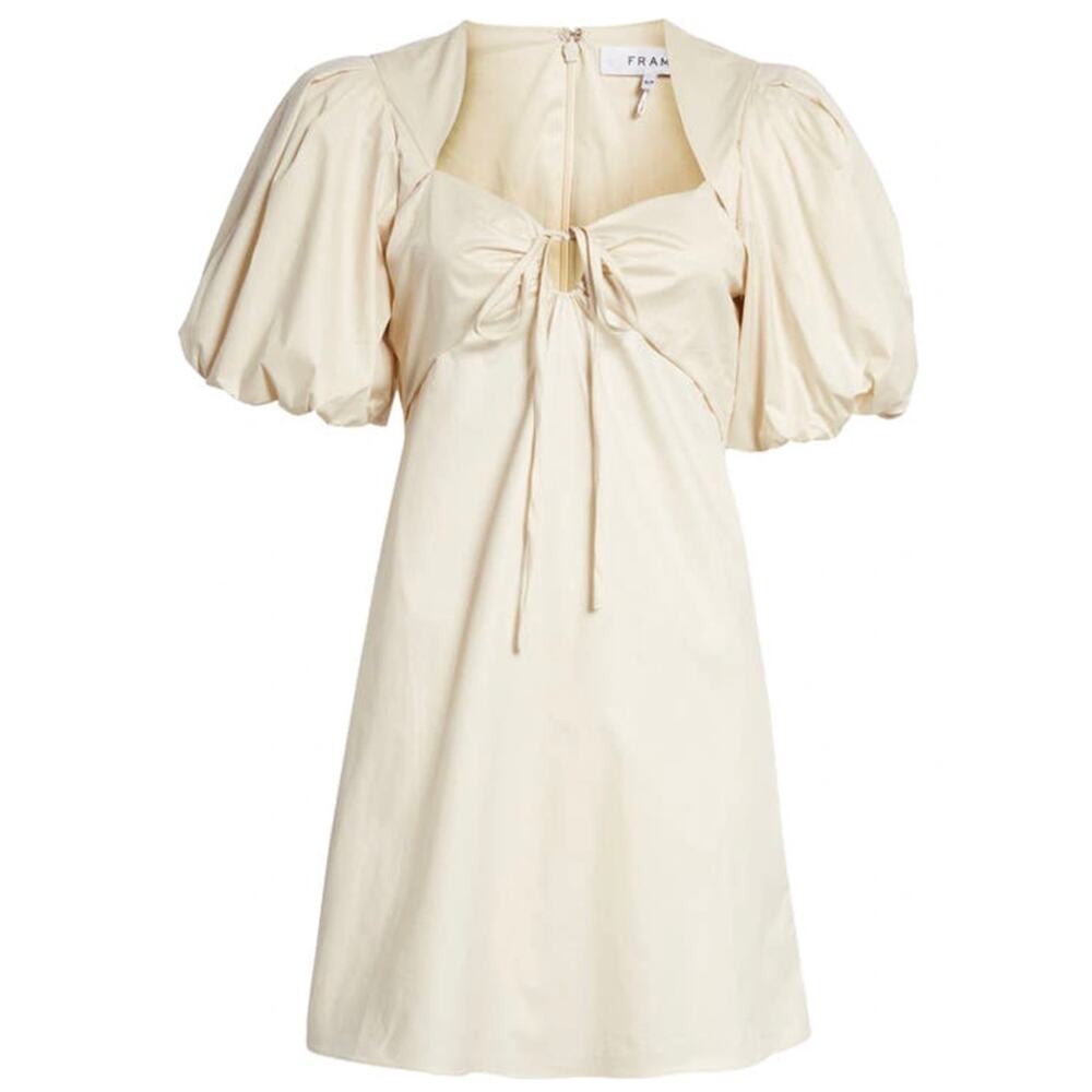 NEW Frame Tie Neck Beige Mini Dress